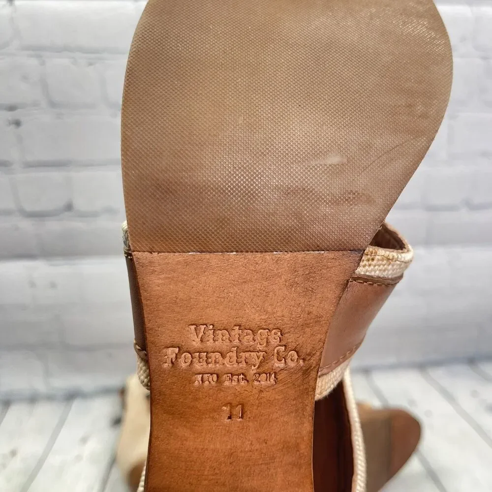 Vintage Foundry Co Fisherman Cage Sandals Women’s 11 Leather Block Heel